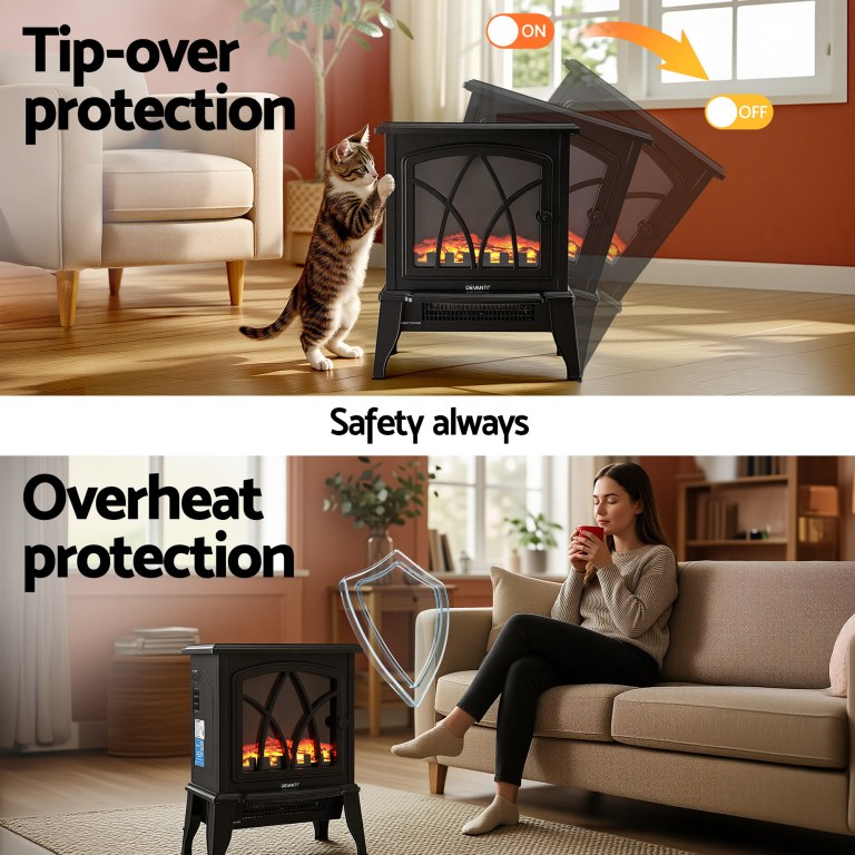 devanti 2000w electric fireplace heater stove freestanding 3d flame effect indoor space heaters devanti 2000w electric fireplace heater stove freestanding 3d flame effect indoor space heaters