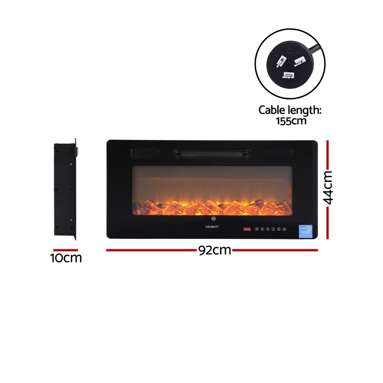 devanti electric fireplace fire heater wall mounted insert 3d flame 1800w remote control devanti electric fireplace fire heater wall mounted insert 3d flame 1800w remote control