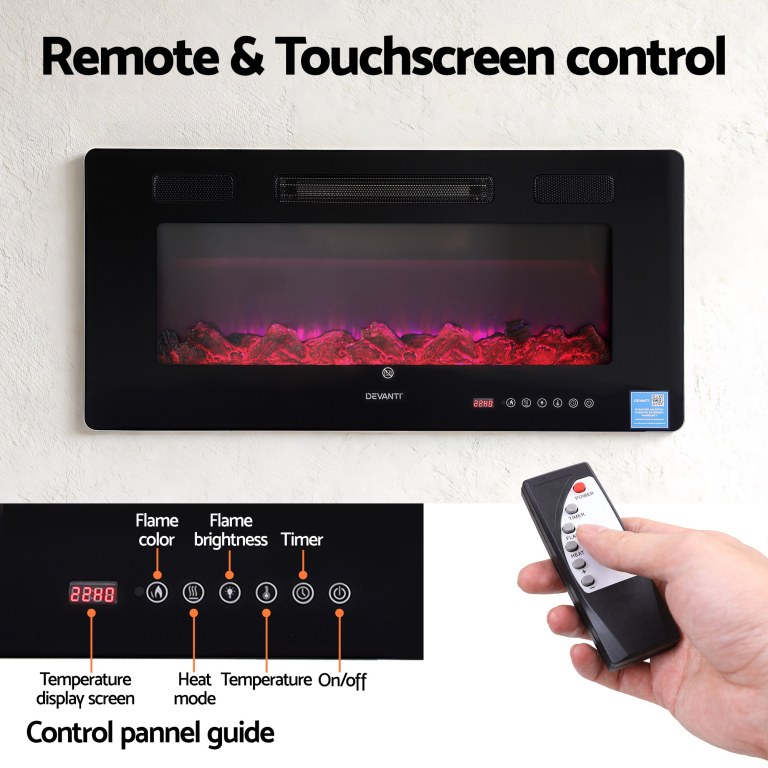 devanti electric fireplace fire heater wall mounted insert 3d flame 1800w remote control devanti electric fireplace fire heater wall mounted insert 3d flame 1800w remote control