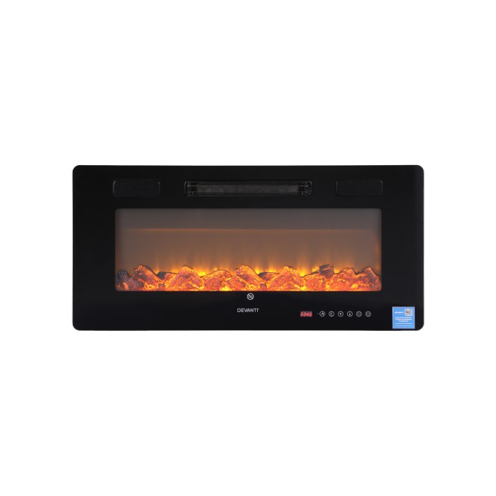 devanti electric fireplace fire heater wall mounted insert 3d flame 1800w remote control