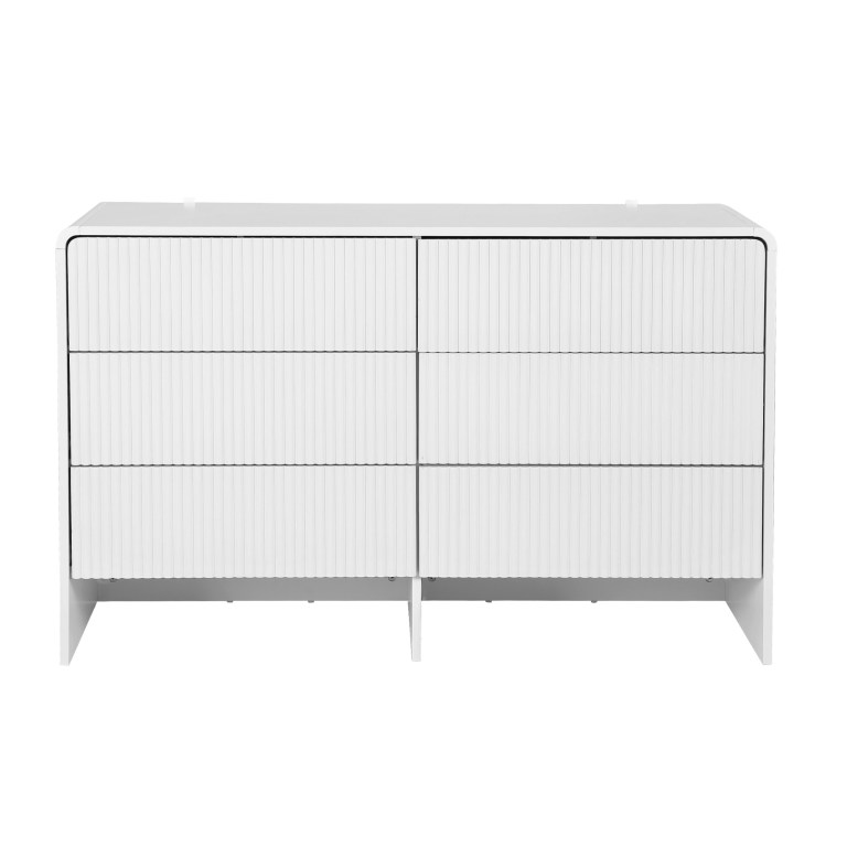 White modern dresser with six drawers