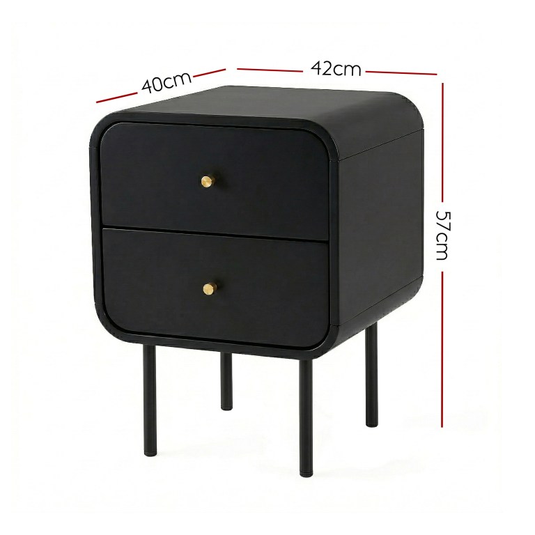 artiss bedside table 2 drawers side end table nightstand black artiss bedside table 2 drawers side end table nightstand black