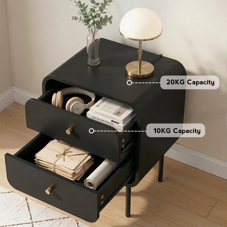 artiss bedside table 2 drawers side end table nightstand black artiss bedside table 2 drawers side end table nightstand black
