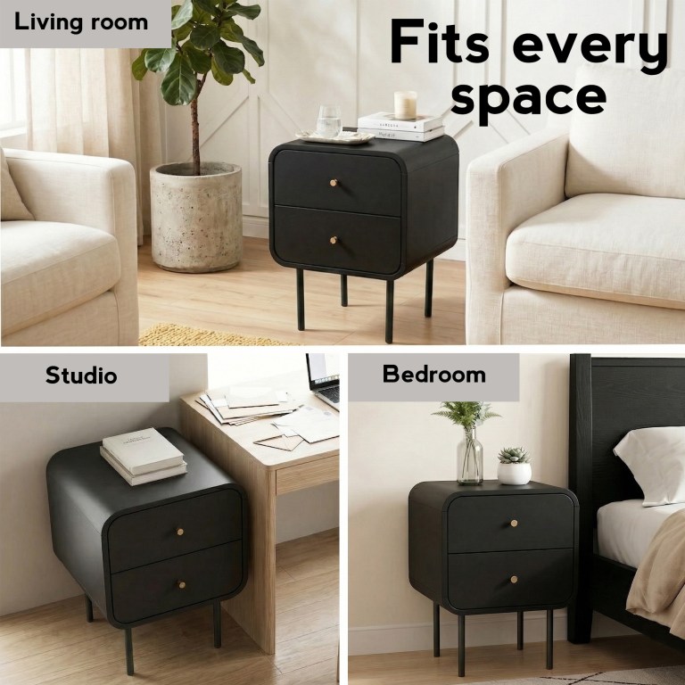 artiss bedside table 2 drawers side end table nightstand black artiss bedside table 2 drawers side end table nightstand black