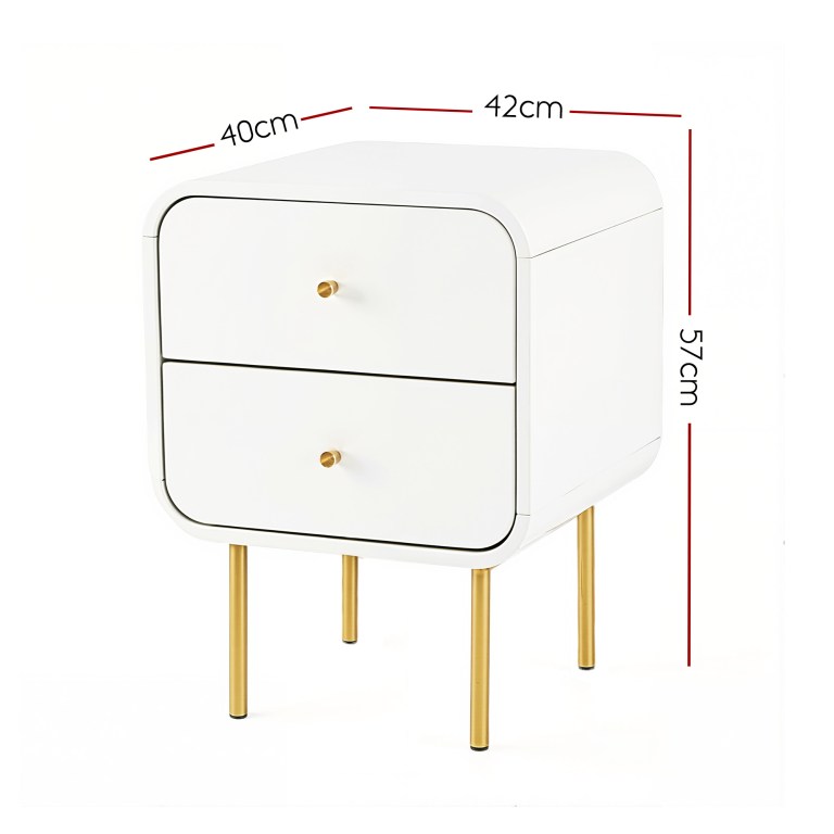 artiss bedside table 2 drawers side end table nightstand white