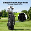 everfit golf cart bag rolling buggy club organiser synthetic leather black