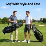 everfit golf cart bag rolling buggy club organiser synthetic leather black