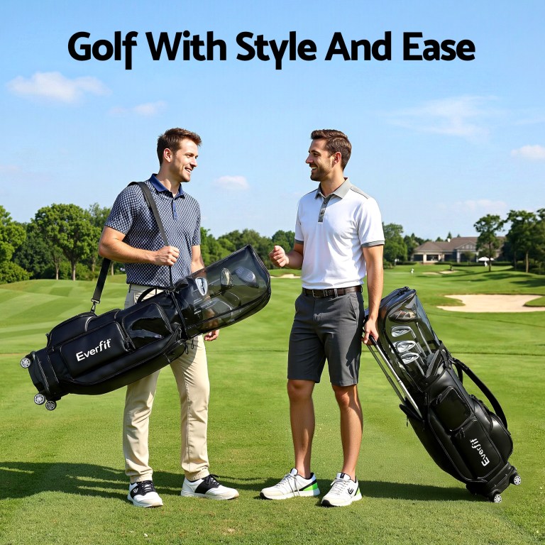 everfit golf cart bag rolling buggy club organiser synthetic leather black
