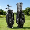 everfit golf cart bag rolling buggy club organiser synthetic leather black