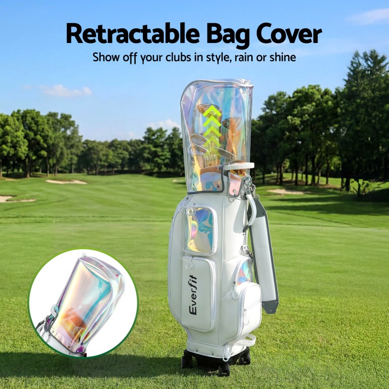 everfit golf cart bag rolling buggy club organiser synthetic leather white everfit golf cart bag rolling buggy club organiser synthetic leather white
