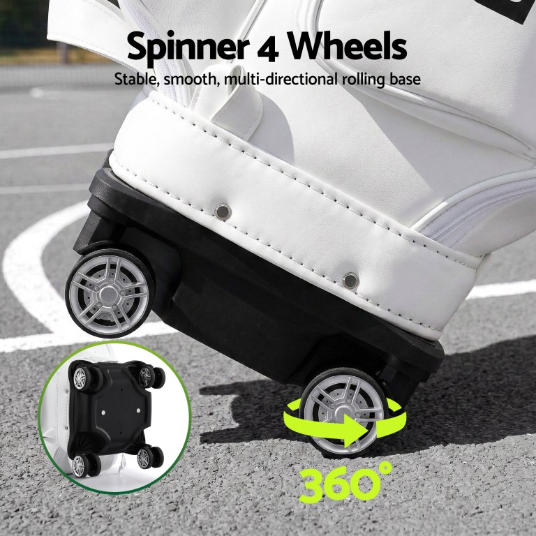 everfit golf cart bag rolling buggy club organiser synthetic leather white everfit golf cart bag rolling buggy club organiser synthetic leather white
