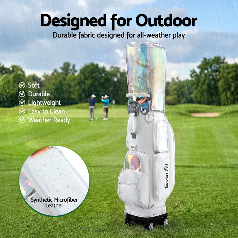 everfit golf cart bag rolling buggy club organiser synthetic leather white everfit golf cart bag rolling buggy club organiser synthetic leather white