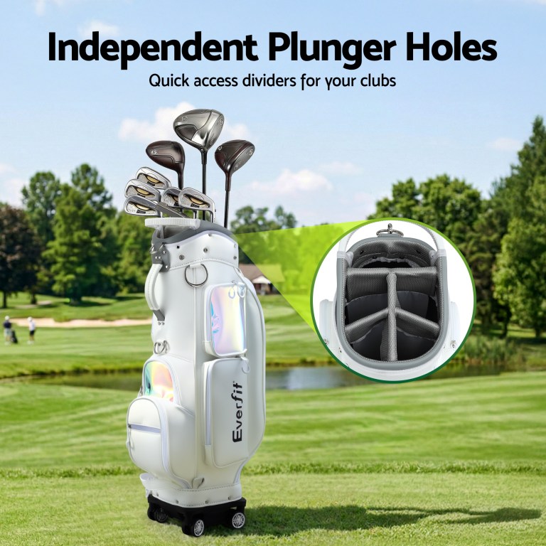 everfit golf cart bag rolling buggy club organiser synthetic leather white everfit golf cart bag rolling buggy club organiser synthetic leather white