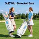 everfit golf cart bag rolling buggy club organiser synthetic leather white everfit golf cart bag rolling buggy club organiser synthetic leather white