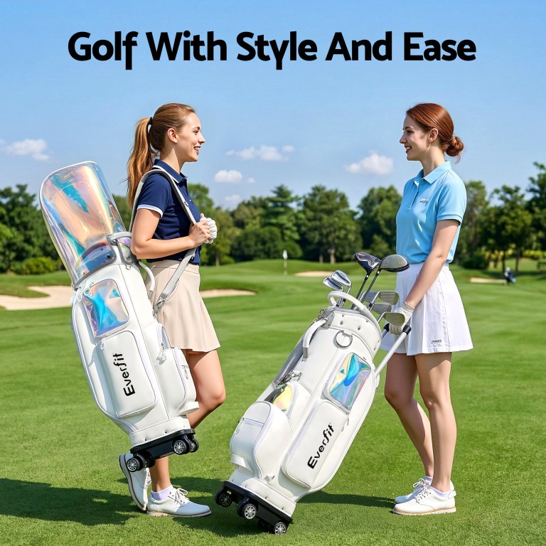 everfit golf cart bag rolling buggy club organiser synthetic leather white everfit golf cart bag rolling buggy club organiser synthetic leather white
