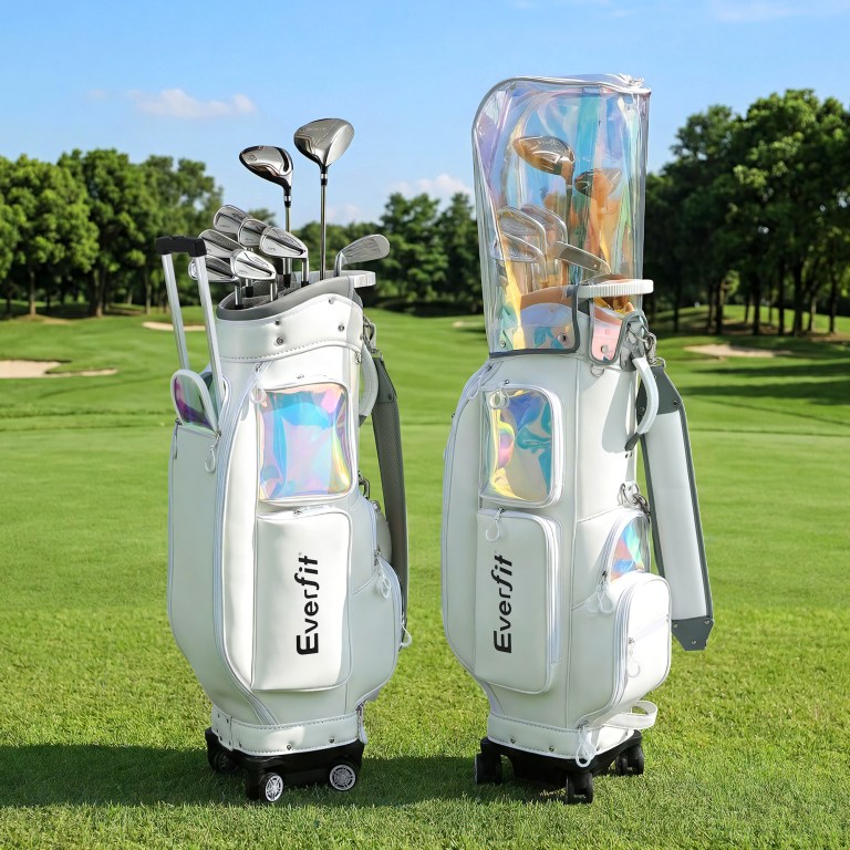 everfit golf cart bag rolling buggy club organiser synthetic leather white everfit golf cart bag rolling buggy club organiser synthetic leather white