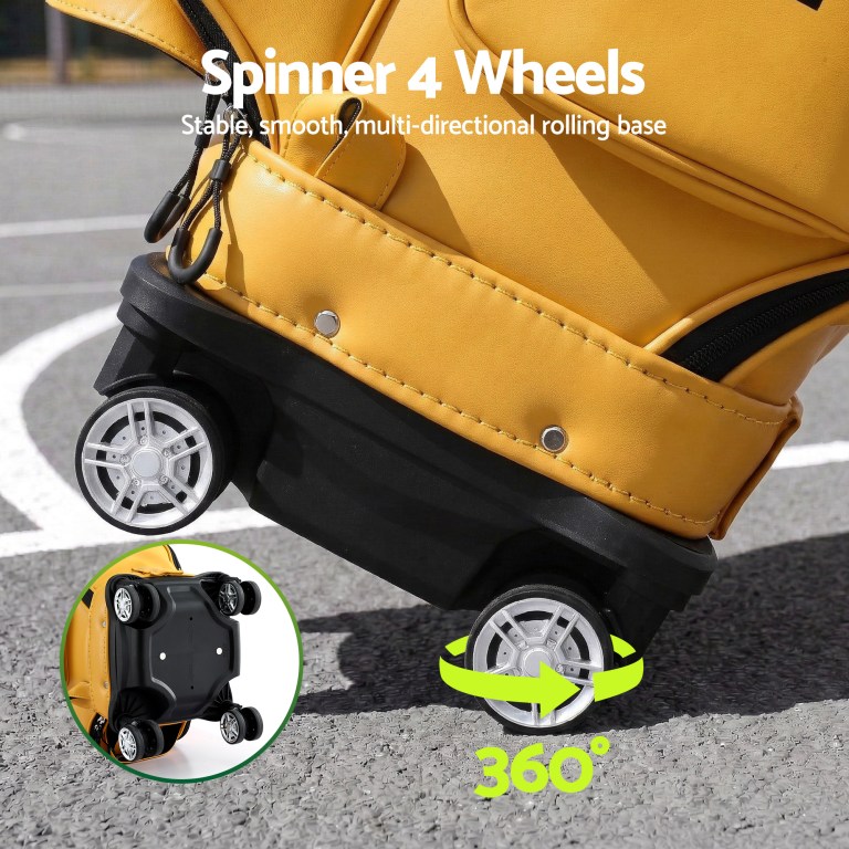 everfit golf cart bag rolling buggy club organiser synthetic leather yellow everfit golf cart bag rolling buggy club organiser synthetic leather yellow