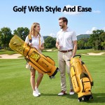 everfit golf cart bag rolling buggy club organiser synthetic leather yellow everfit golf cart bag rolling buggy club organiser synthetic leather yellow