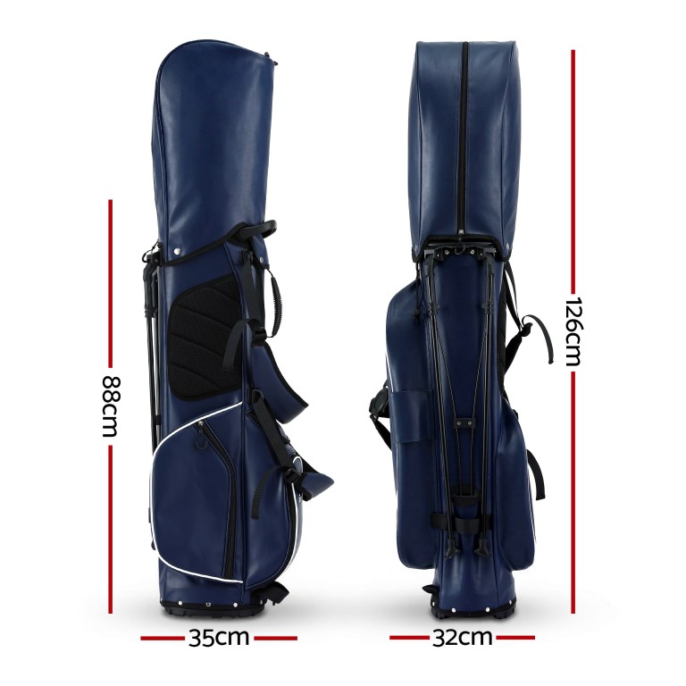everfit golf stand bag lightweight carry bag dual strap club divider blue