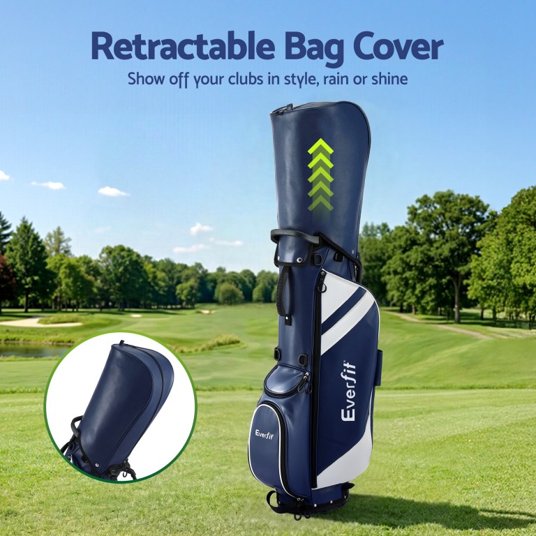 everfit golf stand bag lightweight carry bag dual strap club divider blue