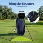 everfit golf stand bag lightweight carry bag dual strap club divider blue