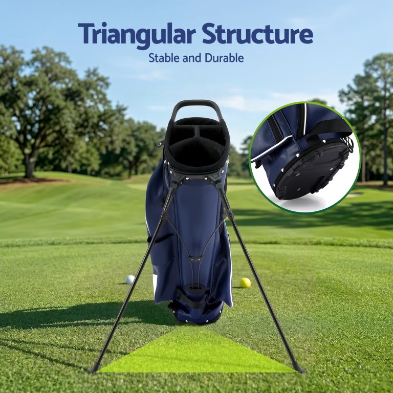 everfit golf stand bag lightweight carry bag dual strap club divider blue