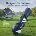 everfit golf stand bag lightweight carry bag dual strap club divider blue