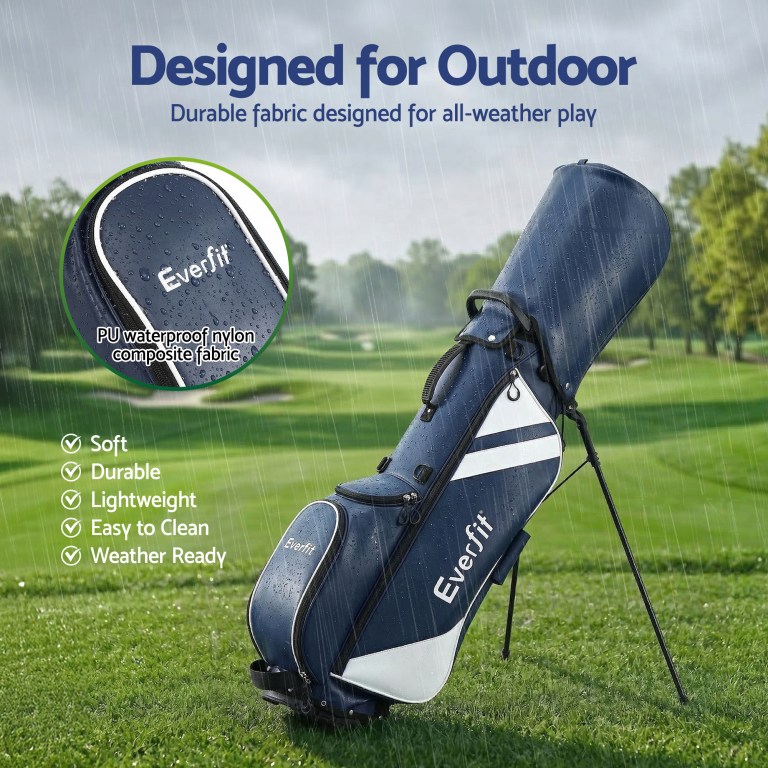 everfit golf stand bag lightweight carry bag dual strap club divider blue