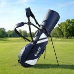 everfit golf stand bag lightweight carry bag dual strap club divider blue