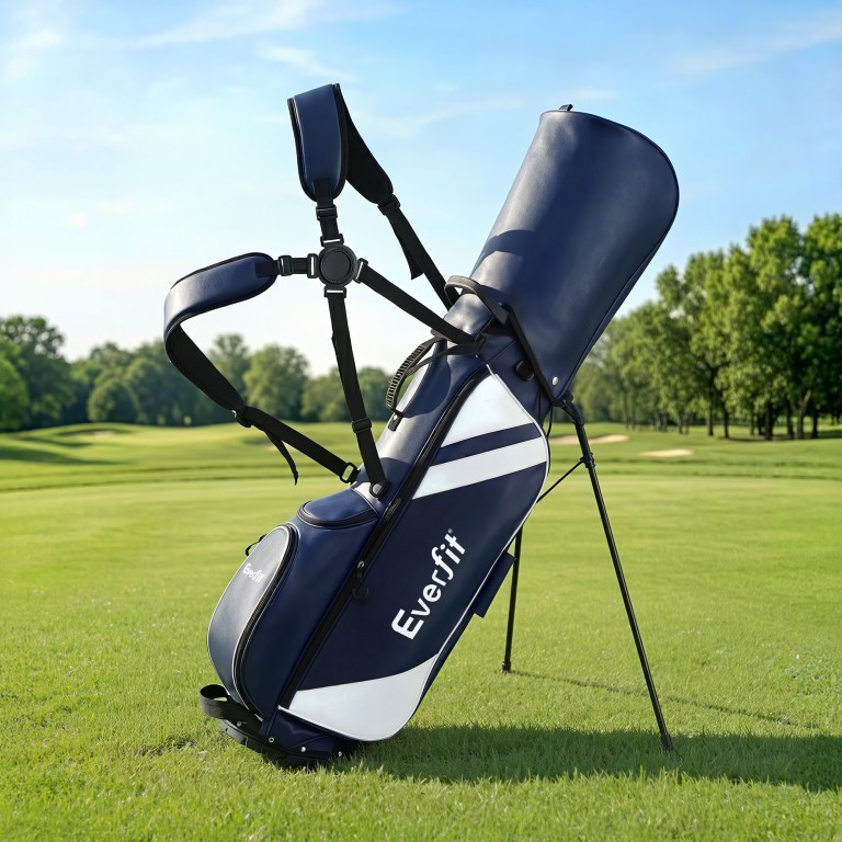 everfit golf stand bag lightweight carry bag dual strap club divider blue