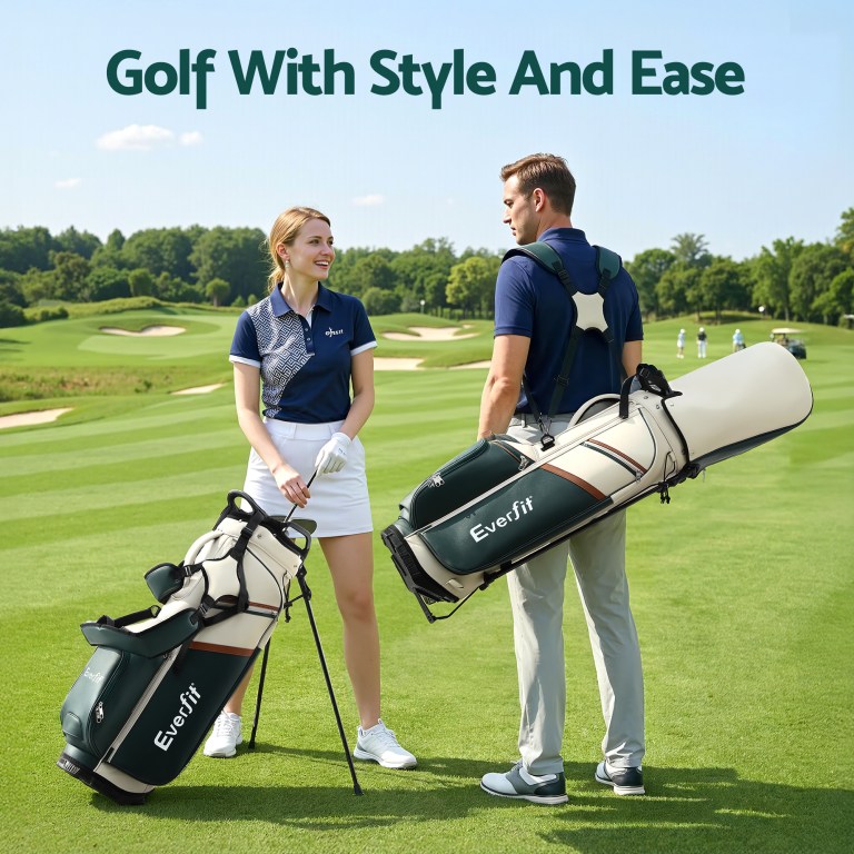 everfit golf stand bag lightweight carry bag dual strap club divider
