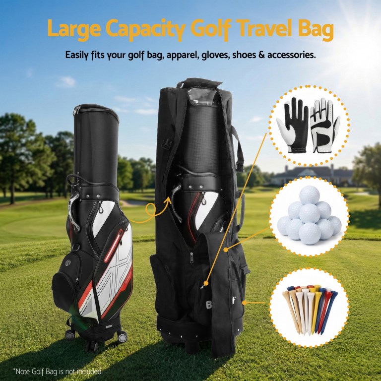 everfit golf travel bag flight cover foldable soft case wheels black everfit golf travel bag flight cover foldable soft case wheels black
