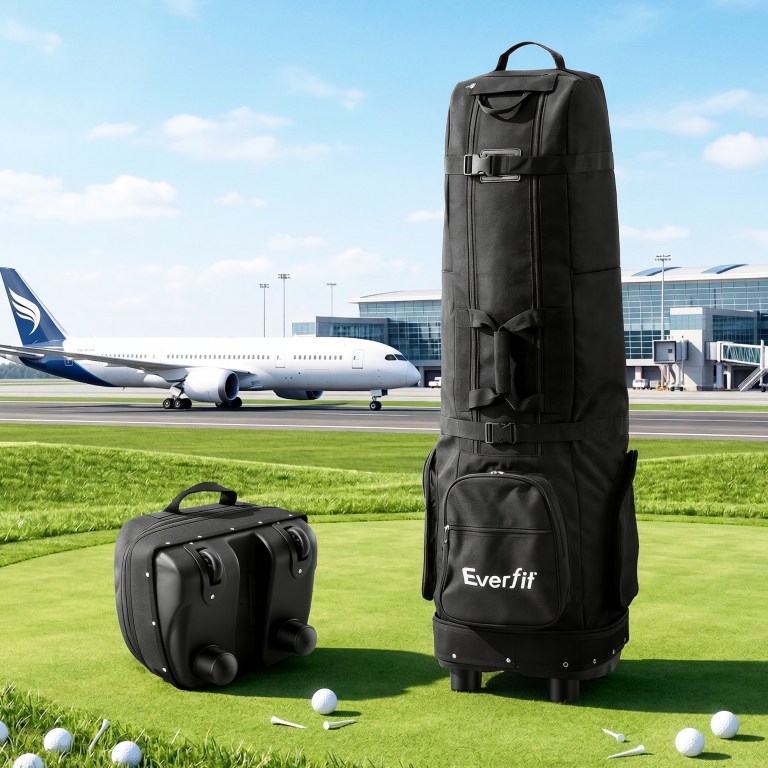 everfit golf travel bag flight cover foldable soft case wheels black everfit golf travel bag flight cover foldable soft case wheels black