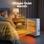 devanti 2200w infrared radiant heater portable electric space heating white Silent heater warming room next to sleeping person.