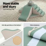 keezi kids climbing blocks 4 piece foam toddler playset soft indoor climbing toy rocker Green foam slide for kids with velcro, anti-slip.