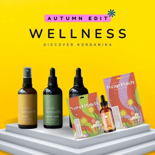 Korganika wellness products on display, autumn edition.