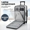 Suitcase with 16-inch laptop compartment, opens 180 degrees.