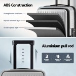 wanderlite 20 luggage suitcase front pocket travel carry on dual tsa silver" Luggage with ABS layers, aluminium pull rod features.