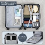 wanderlite 20 luggage suitcase front pocket travel carry on dual tsa silver" Open suitcase with clothes and toiletries organised.