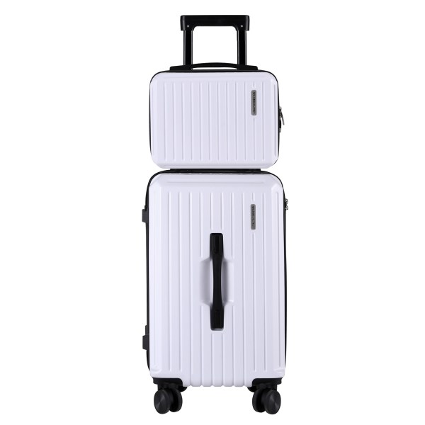 White suitcase set with wheels and handles