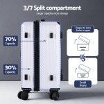 Luggage with adjustable split compartment for storage.