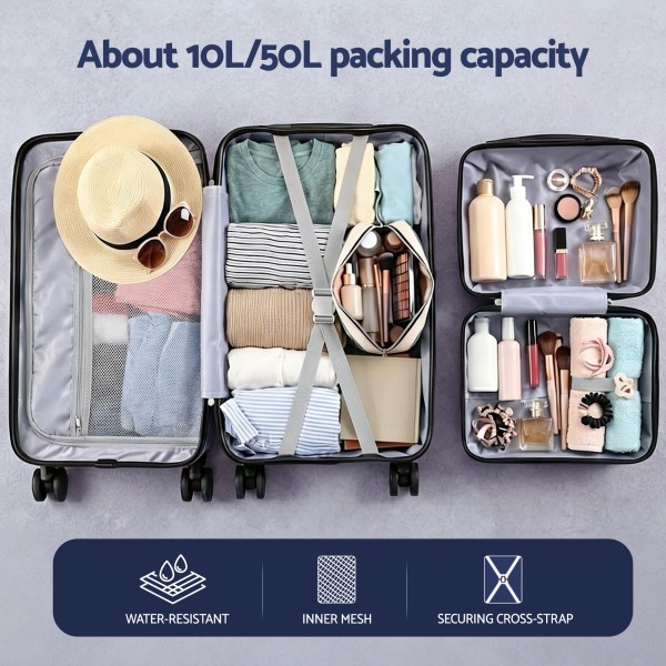 Open suitcases show efficient packing solutions.