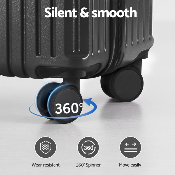 Silent suitcase with 360-degree smooth spinner wheels.