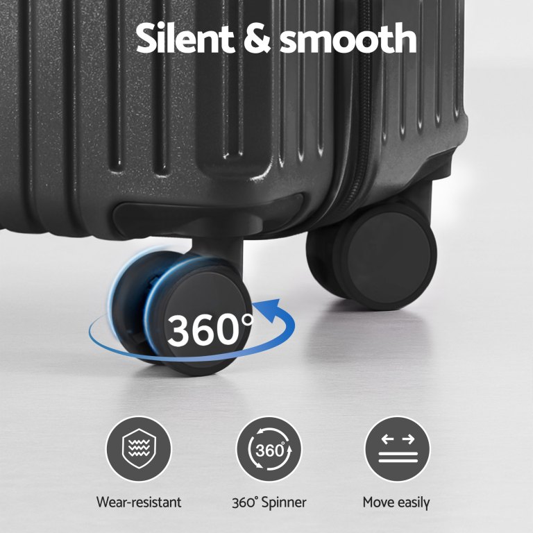 Silent suitcase with 360-degree smooth spinner wheels.