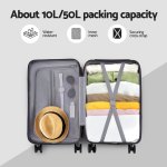 Suitcase 10L/50L capacity, water-resistant, cross-strap luggage