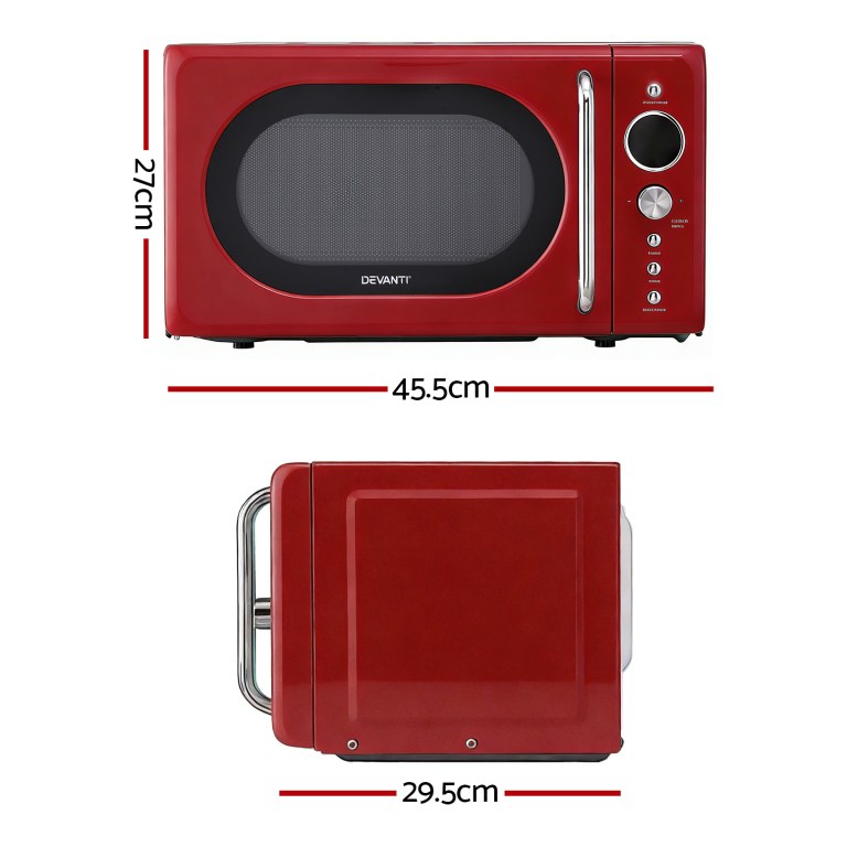 Red microwave oven, dimensions: 45.5x29.5x27cm