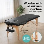 zenses massage table 70cm portable 2 fold wooden beauty waxing therapy bed black
