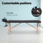 zenses massage table 70cm portable 2 fold wooden beauty waxing therapy bed black