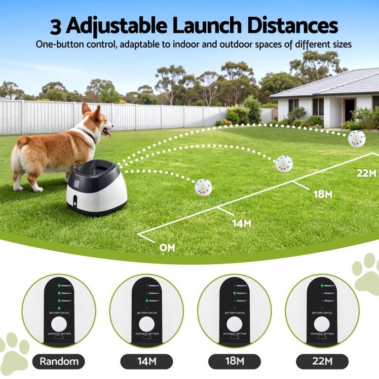 i.pet dog ball launcher thrower with 6 etpu balls & 14/18/22m launch distance black i.pet dog ball launcher thrower with 6 etpu balls & 14/18/22m launch distance black