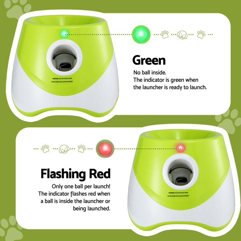 i.pet dog ball launcher thrower with 6 balls & 3/6/9m launch distances green